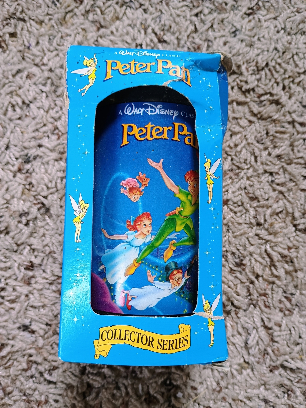 Vintage 1994 Burger King Disney Collection Series Peter Pan Plast Cup Boxes Worn